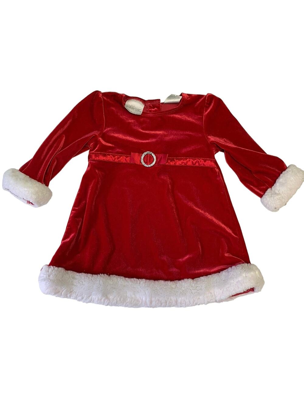 Miniwear Baby Girl Santa Red Velvet Christmas Holiday Dress Size 12 Months